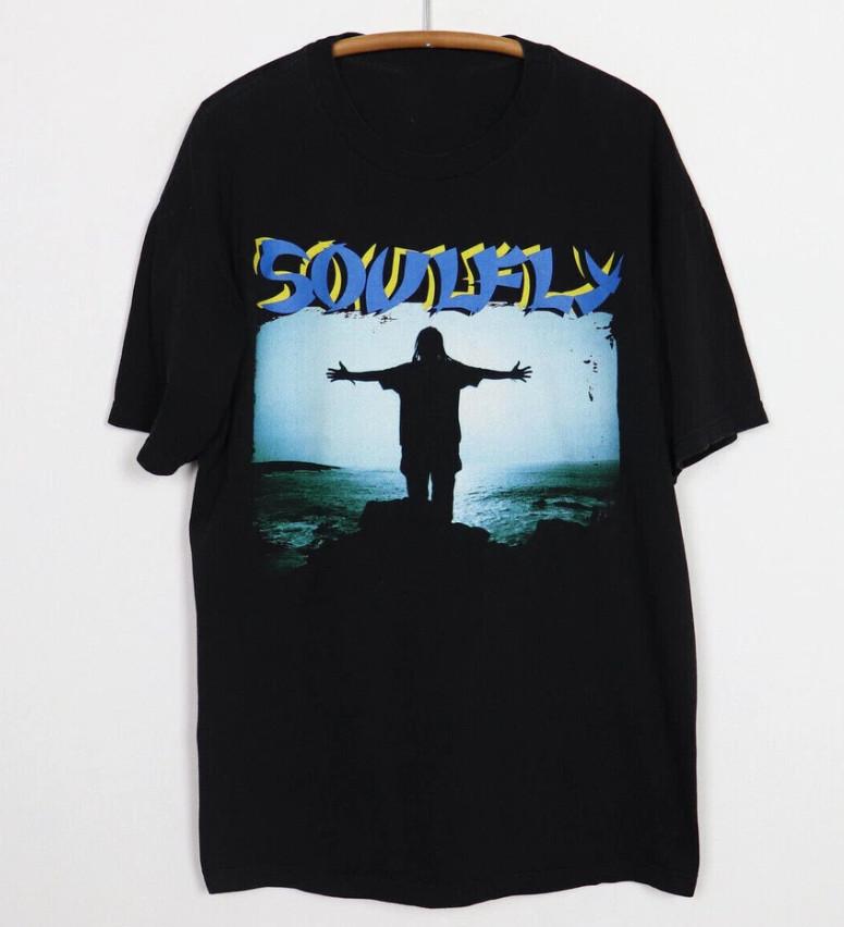 Vintage 1998 Soulfly Short Sleeve Cotton Black T-shirt, S-4XL