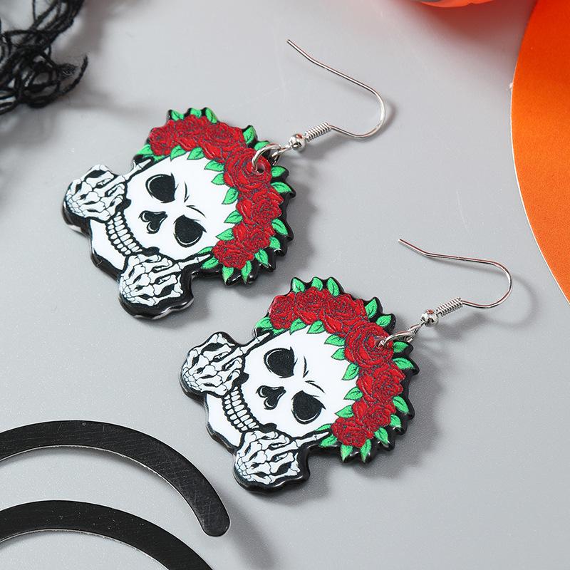 Dark & Quirky Pink Ghost Earrings - Halloween Statement Drops for Women белый