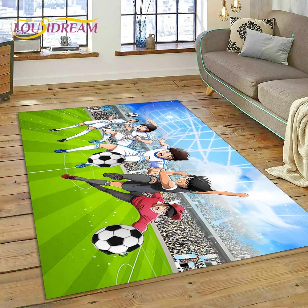 3D Cartoon Captain Tsubasa Fußballteppich für Schlafzimmer Wohnzimmer Heimsofa Dekoration, Kinderspiel Große Dekor Bodenmatte