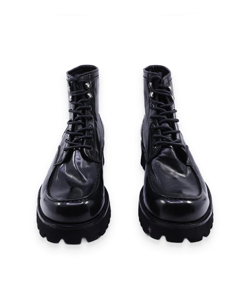 Yase L08 Commando Sole Horsehide Moc Toe Boots Black