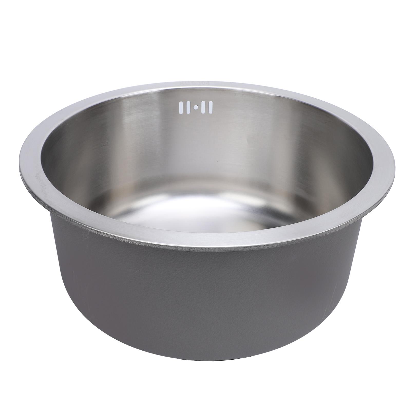 

Kitchen Sink 304 Stainless Steel Round Single Bowl Bar Sink for Vegetable Fruit Washing Dishwashing 42cm Type 1