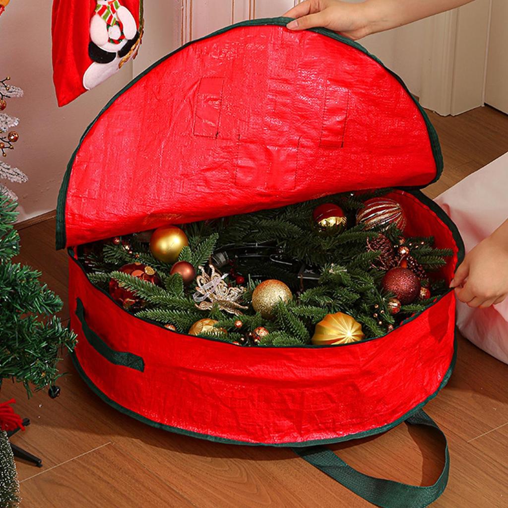 Christmas Wreath Storage Bag Dust Protection Waterproof Containers With Carry Handle Zippered Garland Storage Organizers