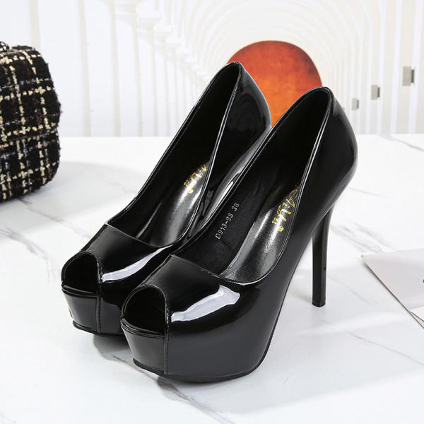 Fashion Black Patent Shoe Beige High Heels Basketball Platform Sexy Pump 2025 Sandals Ladies Shallow Mouth Work Dress Professional All-M