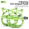 WEST BIKING Bicycle Pedals 3 Bearing Cat Shaped MTB Road Bike Pedals Flat Platform Seal Bearings Cycling Pedals Bike Accessories