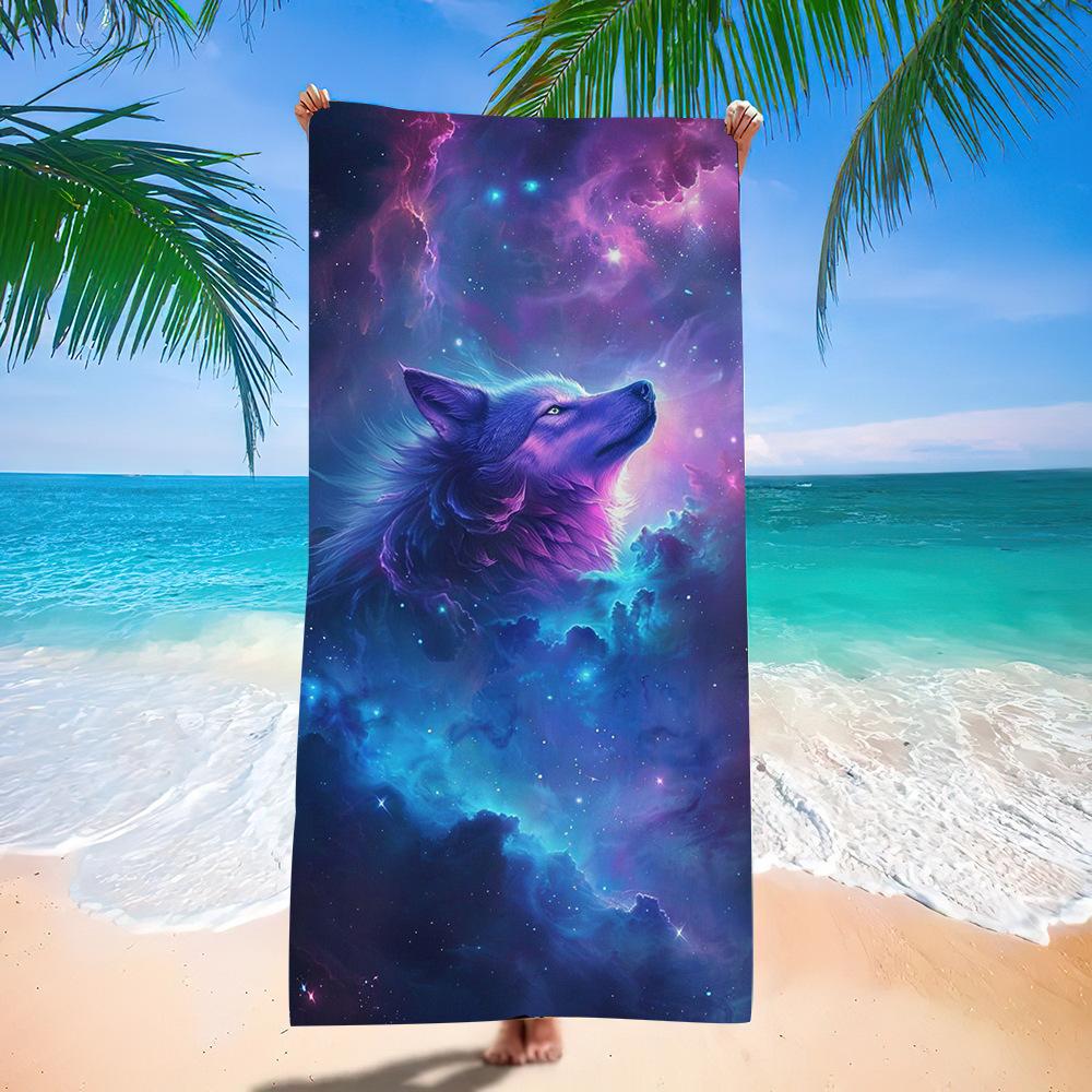 Wolf Beach Towel Class A European And American Microfiber Bath Towel Adult Men And Women Summer Printed Towel