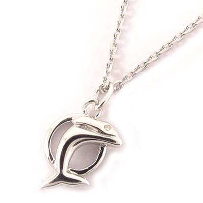 [L0163] - White 'Dolphin' Silver Necklace