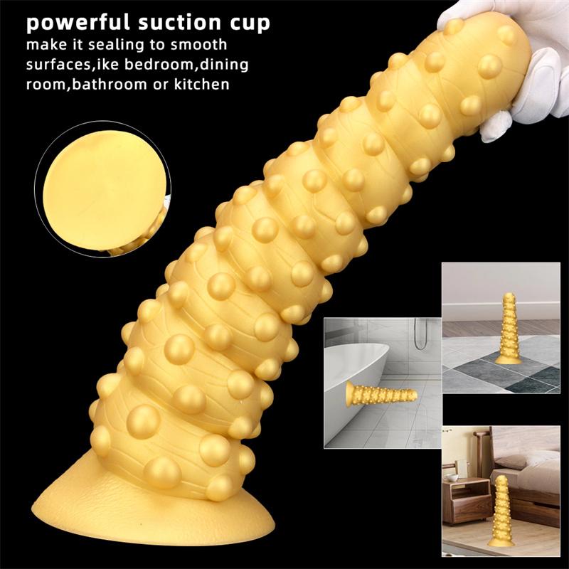 Golden Silicone Giant Suction Cup Large Anal Plug Oversized Threaded Rear Anal Plug Octopus Pull Bead Anal Expander