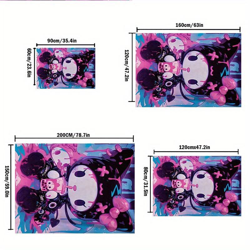 1pc Sanrio Kuromi Mermaid Printed Office Carpet Rectangle Rug Under The Table,Perfect Room Decor for Living Room, Bedroom, Kitchen, Non-slip Floor Mat