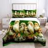 Chicken Duvet Cover Set Watercolor Rooster Bedding Set Animal Flower BedClothes Green Grass Polyester Comforter Cover King Size