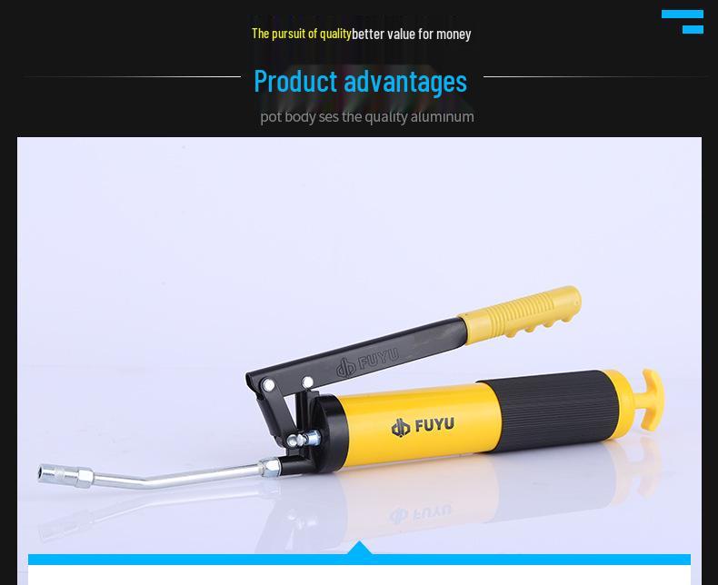 Fuyu 600CC Manual Grease Gun with Single Lever, Portable Labor-Saving Injector for Excavators