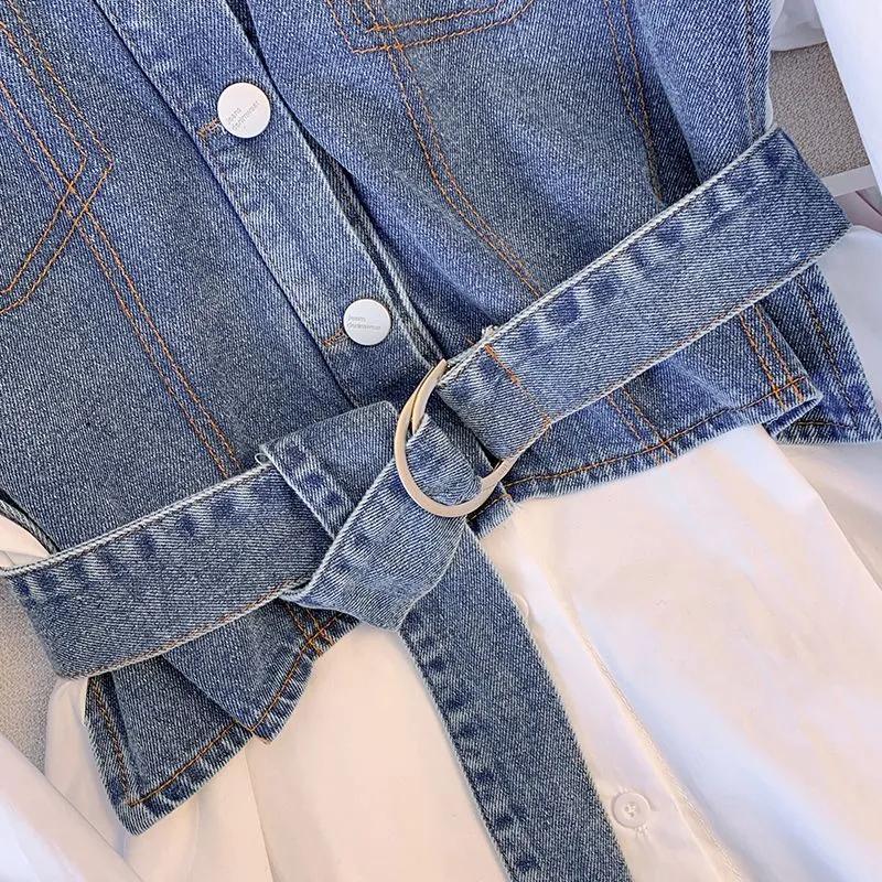 Women's Plus Size Spring/Fall Slim-Fit Blended Long-Sleeve Denim Top