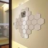 12pcs Mirror Wall Stickers Living Room TV Backdrop Decorative Stickers Hexagonal Mirror Wall Stickers Decorative Mirror