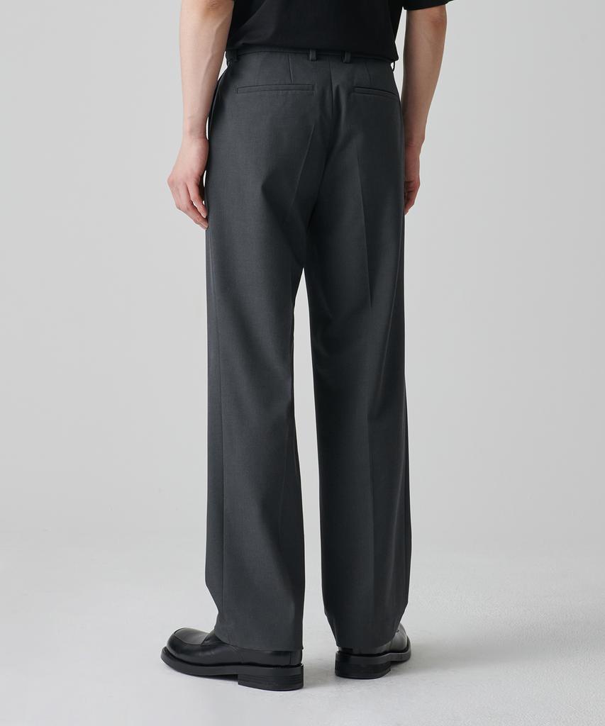 Musinsa Standard Reverse One-Pleat Wide Hidden Banding Slacks [Gray]