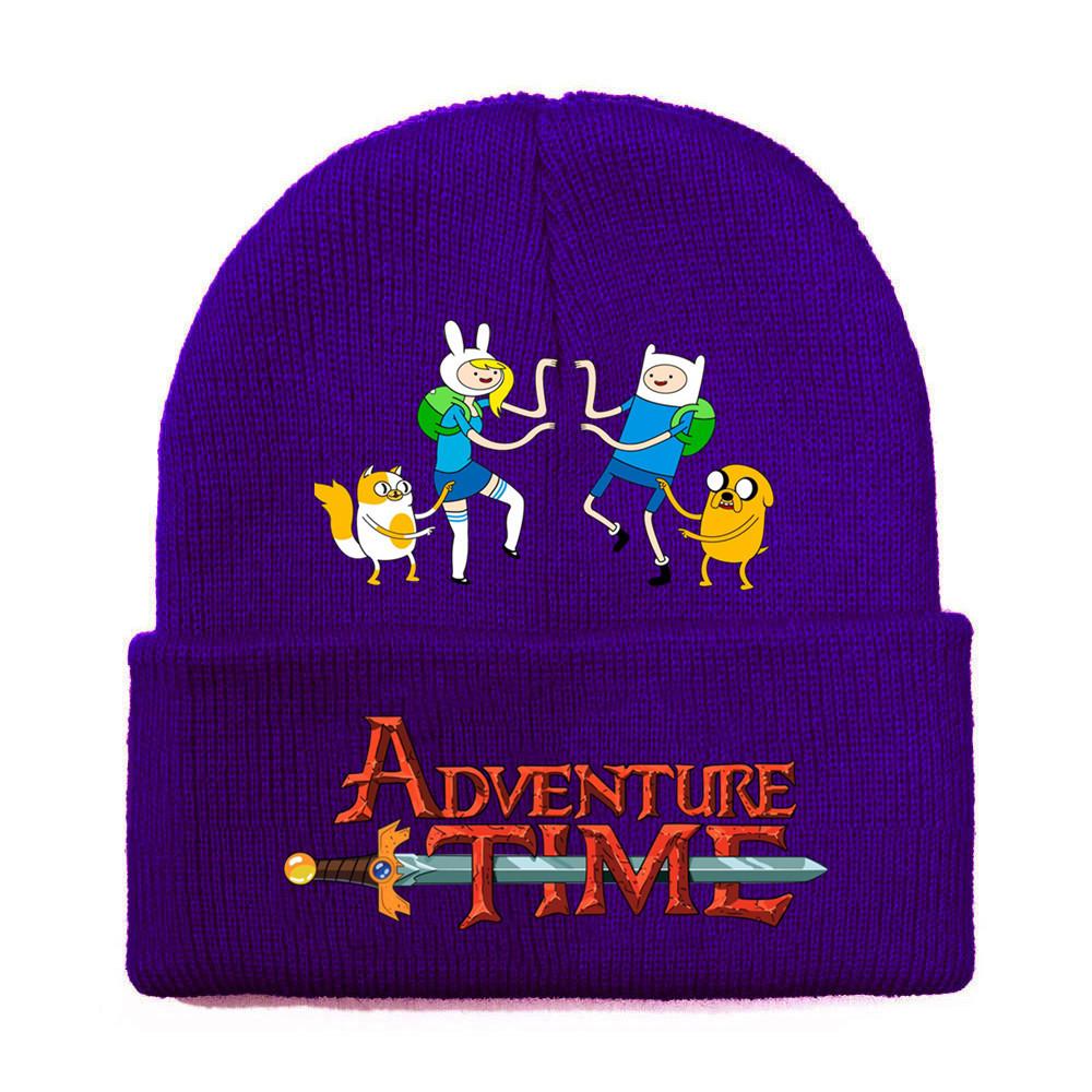 Adventure Time Cartoon Print Acrylic Knit Hat Winter Warm Unisex Beanie For Adults Teens