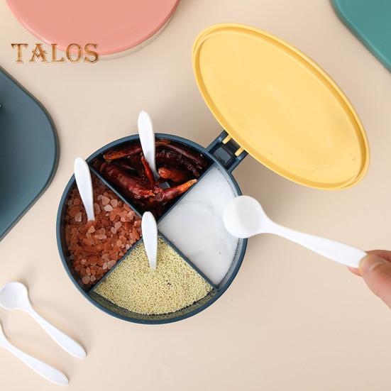 Seasoning Box with Lid Nordic Style 4-compartment Easy To Use Odor-free Easy Grip Seasoning Box Home Supplies