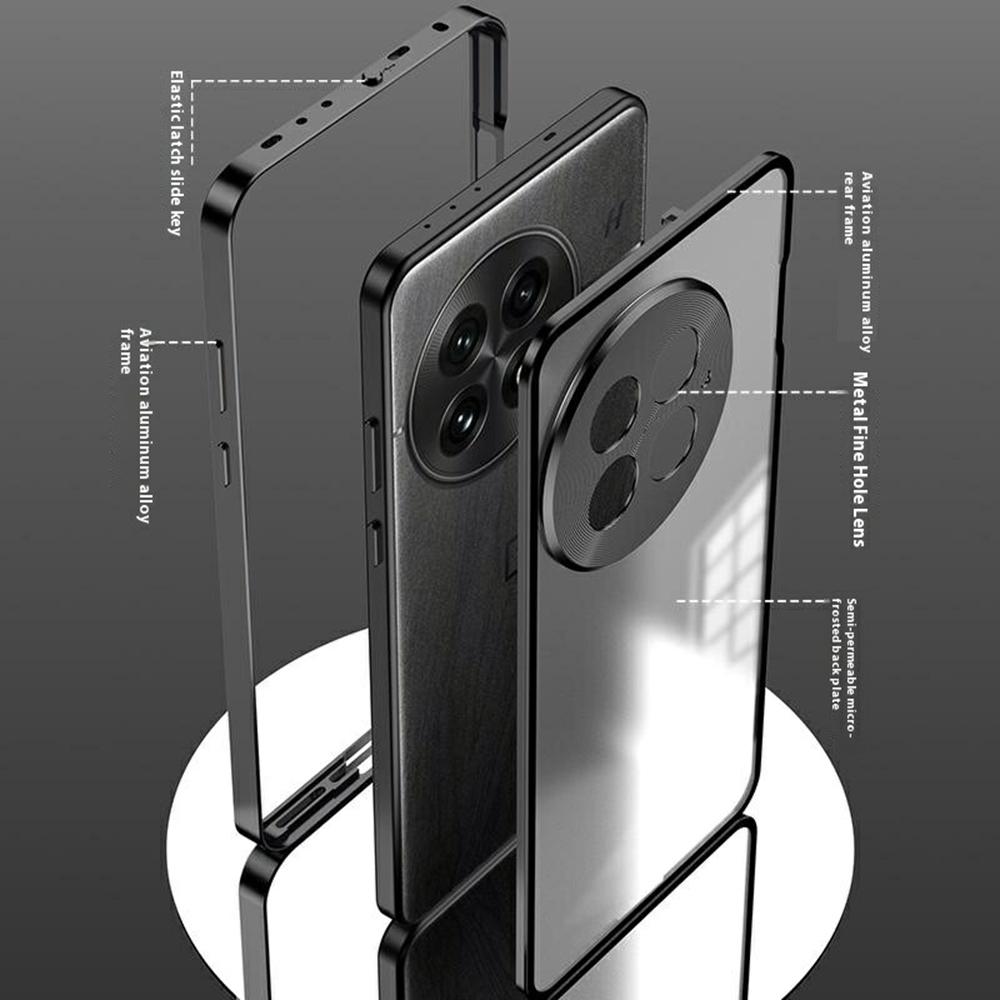 For OnePlus 13 Matte Case Aluminium Alloy+PC Phone Cover Pop-Up Snap Lock