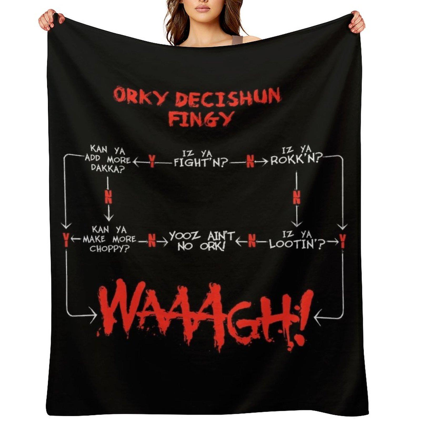 Ork WAAGH Decision Chart (Decishun Fingy!) Throw Blanket bed plaid funny gift Summer Decoratives Blankets 30x40in