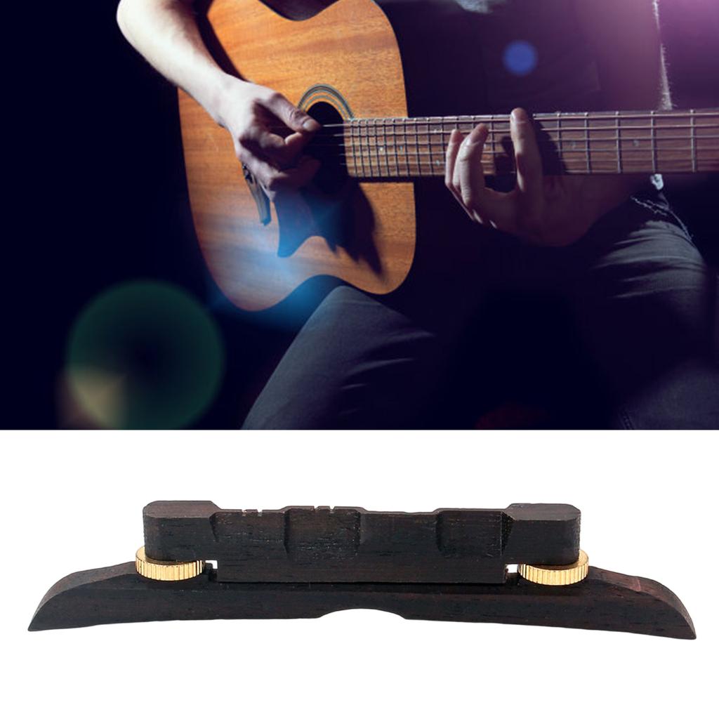 Mandolin Bridge Archtop Style Ebony Wood with Metal Hardware Height Adjustable Ebony Bridge for Mandolin Guitar Bass
