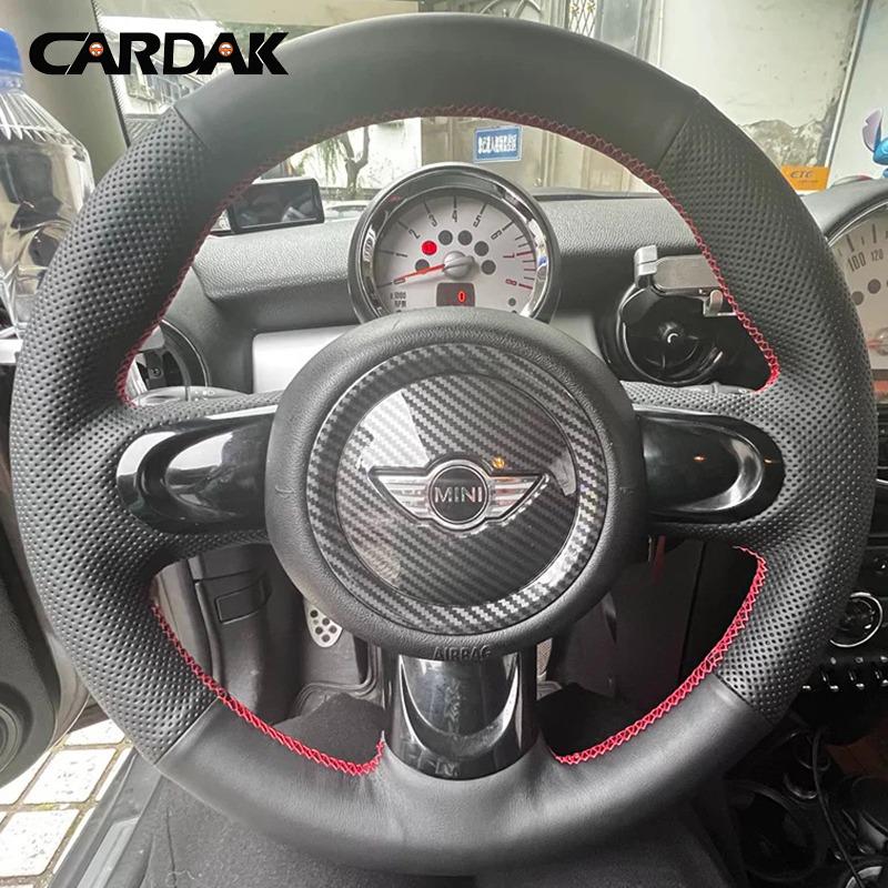 Black Leather Hand-stitched Car Steering Wheel