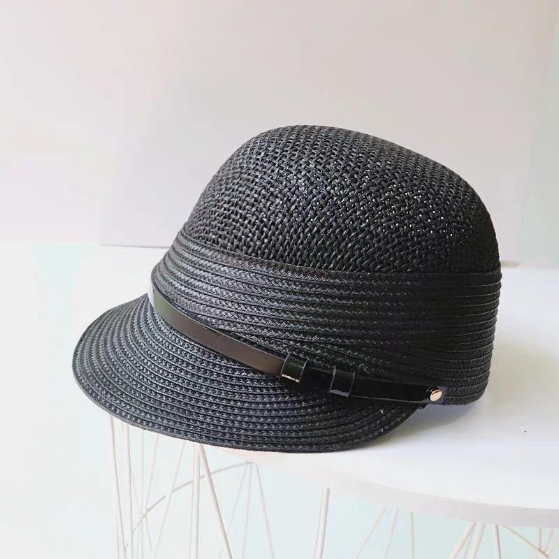

Straw Caps For Women Panama Equestrian Hat Vintage Summer Sun Hat Solid Belt Buckle Peaked Caps Female Breathable Fashion Straw One Size