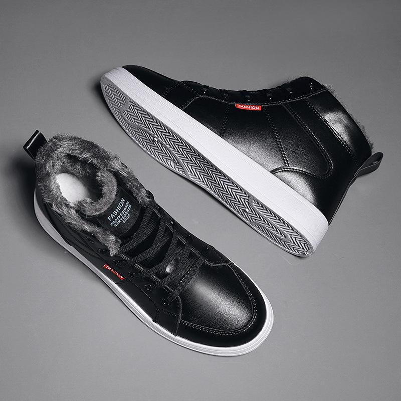 Mode Neue Herrenstiefel PU-Leder Wasserdicht Schnürstiefel Herren Winter Knöchel Leichte Schuhe Herren Winter Lässig Rutschfest