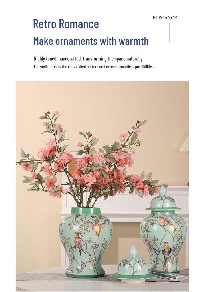 Vaso Moderno in Ceramica di Porcellana Blu e Bianca per Composizioni Floreali - Ornamento per la Decorazione della Casa per Soggiorno o Mobile TV