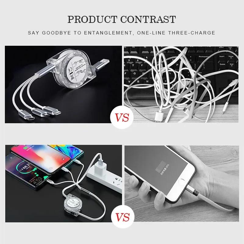 2025 Hot 3 In 1 Micro USB Type C Charging Cable Multi Charger For Volkswagen GTI Golf Tiguan Jetta Transporter Passat Polo T-Cro