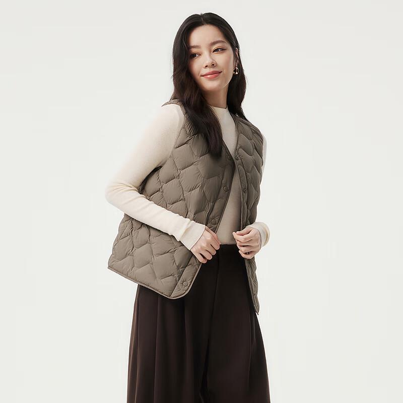 Tanboer Women's Lightweight Collarless Short Down Vest