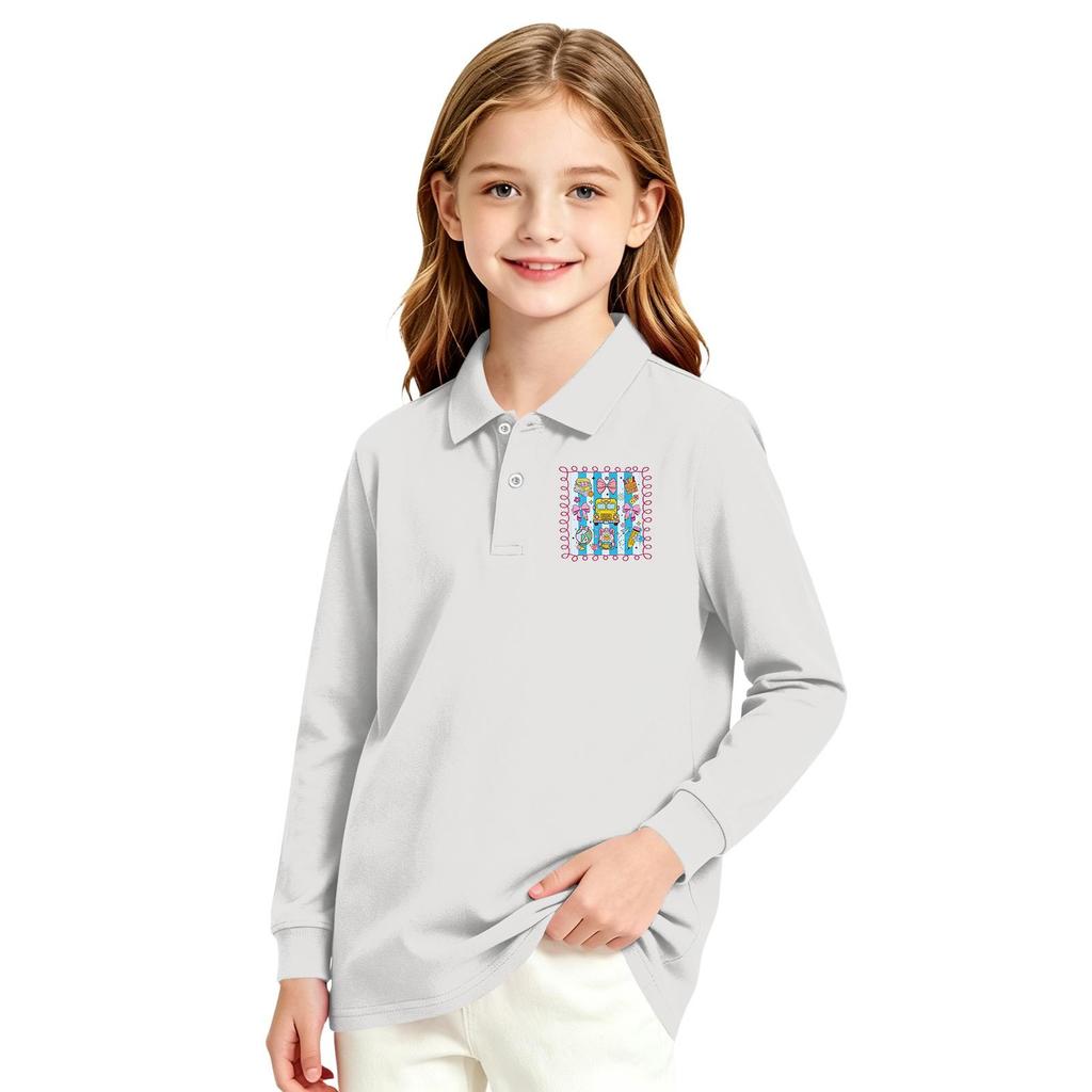 Girls' Long Sleeve Printed School Uniform Casual Top