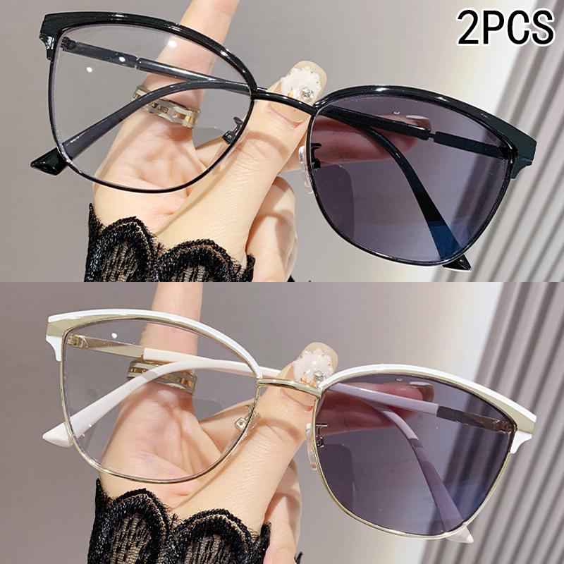 2PCS Photo-sensitive Color-changing Anti-blue-light Large-frame Near-sighted Glasses, Ultra-lightweight 015