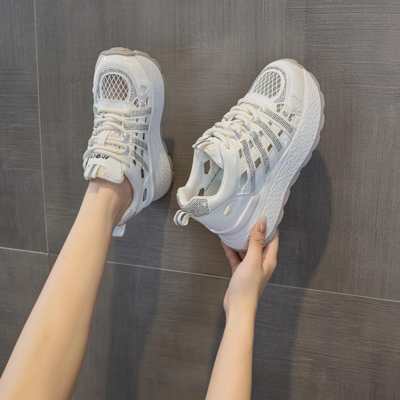 Весенне-летняя обувь Женские модные кроссовки Бренд Женский бренд Белая обувь Увеличение роста 8 см 34 белый