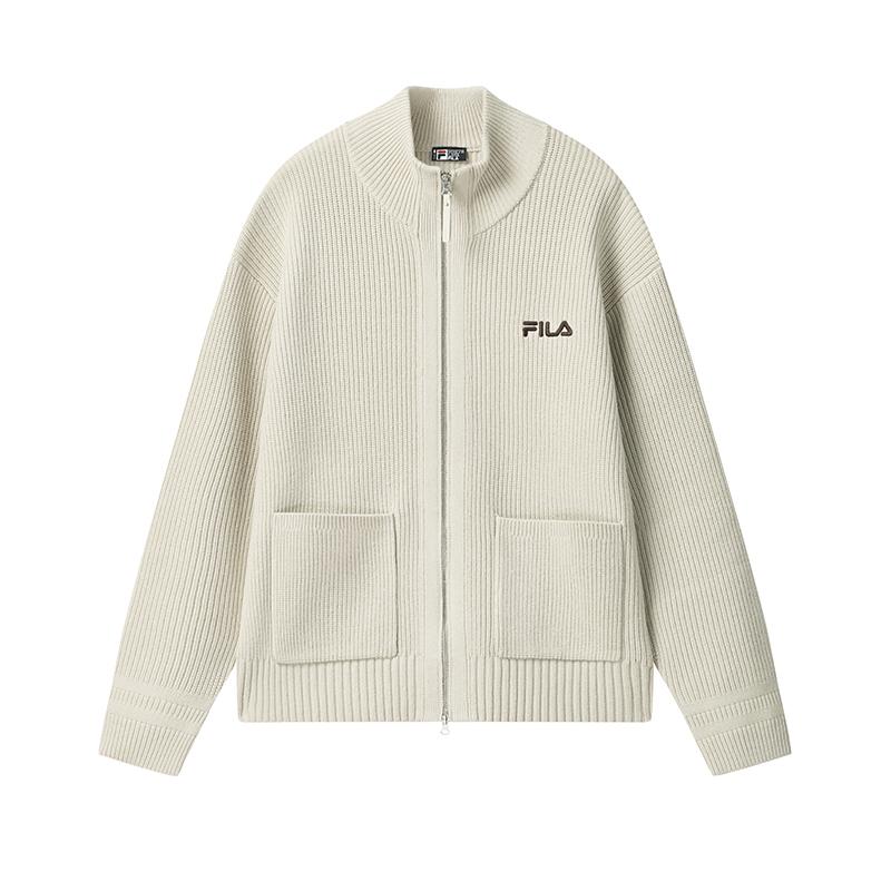 FILA ORIGINALE Knitwear Unisex Oat Stand Collar Moderate Cardigan F51U549405FBG M