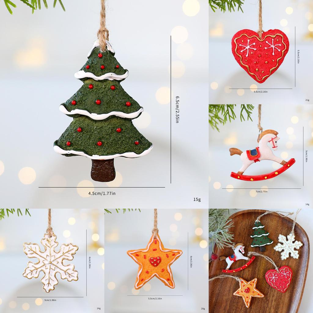 Christmas Resin Ornaments Set With Snowflake Star Heart For Holiday Decor