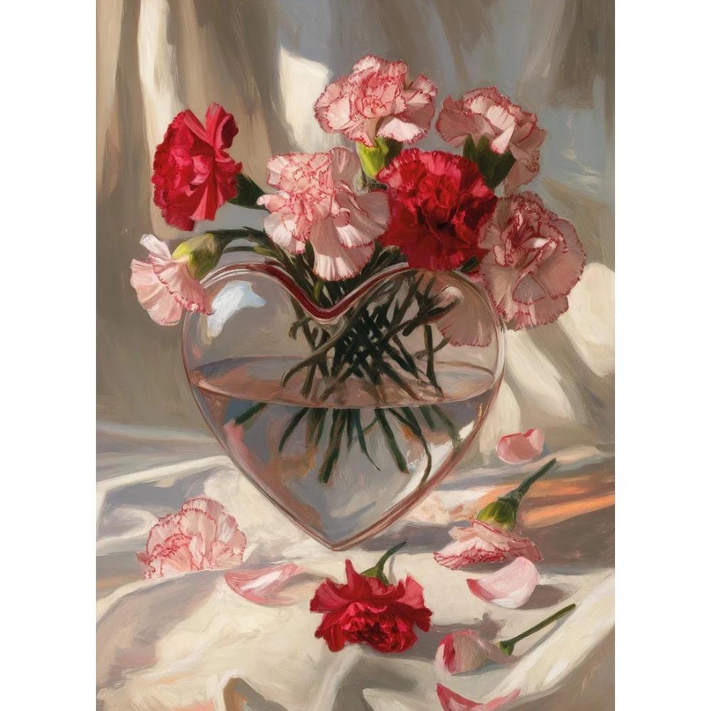 Peony Tulip Pink Roses Valentines Day Romantic Floral Vase Poster Print Wall Art Pictures Canvas Painting Room Home Decor Gift