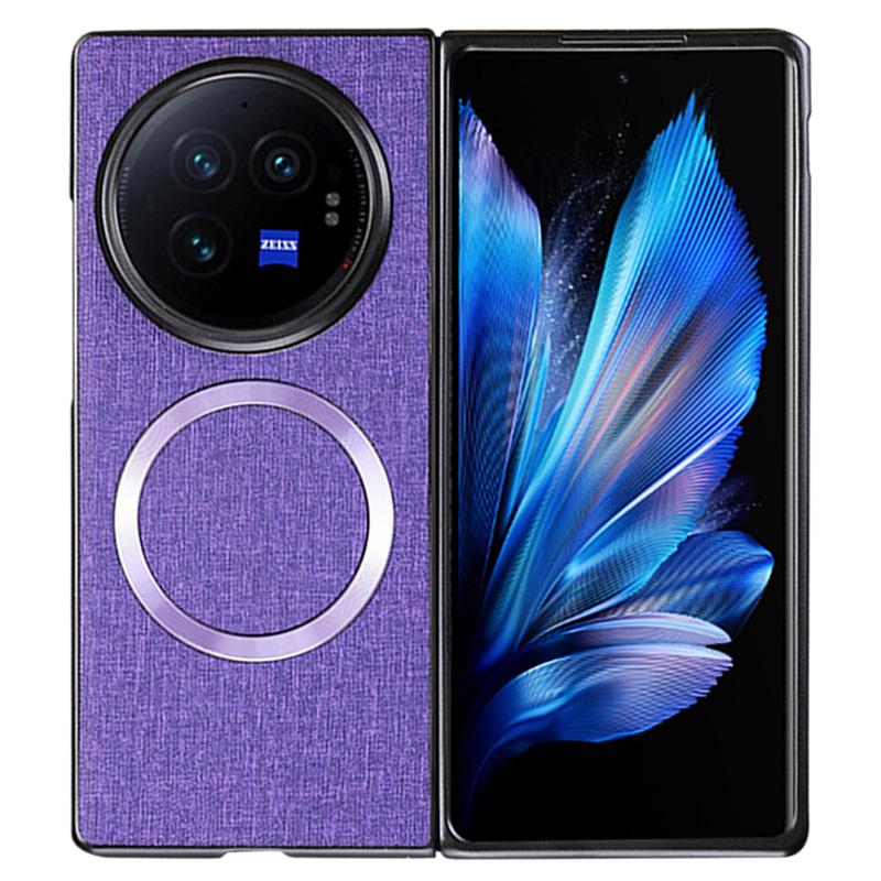 

Для vivo X Fold3 Pro Чехол Противоударный ТПУ+Тканевая Задняя Крышка Телефона Совместим с MagSafe Purple