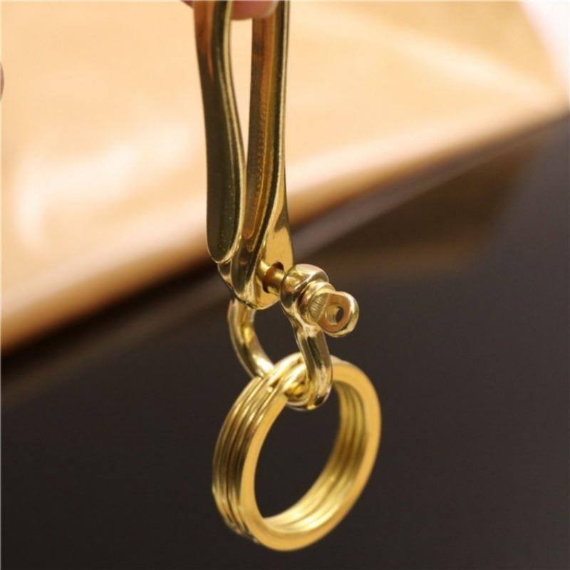 2Pcs U-shaped Hook Buckle Brass Horseshoe Buckle Chain Hook Buckle Car Key Chain Pendant