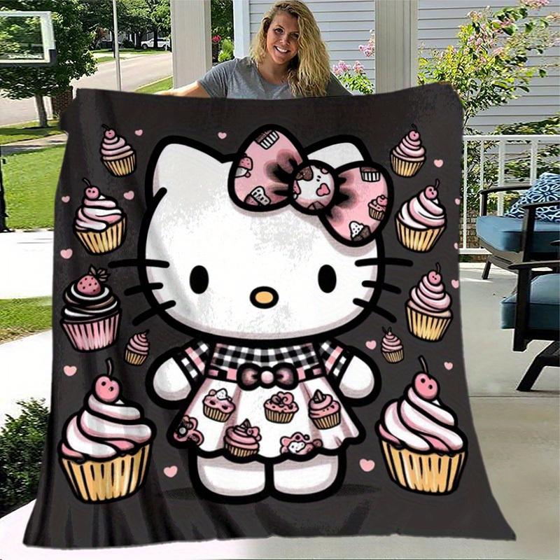 1pc. Hello Kitty Cupcake Print Blanket - Cute Home Decor, Office Throw, Outdoor Giftz0411215