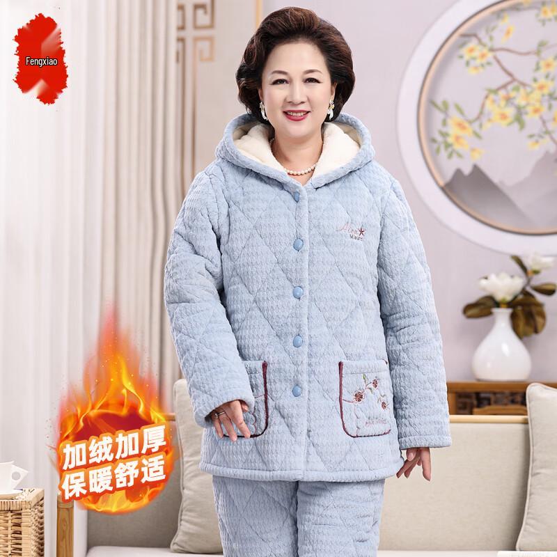 

Женский зимний теплый флисовый пижамный комплект для женщин старшего возраста 3XL