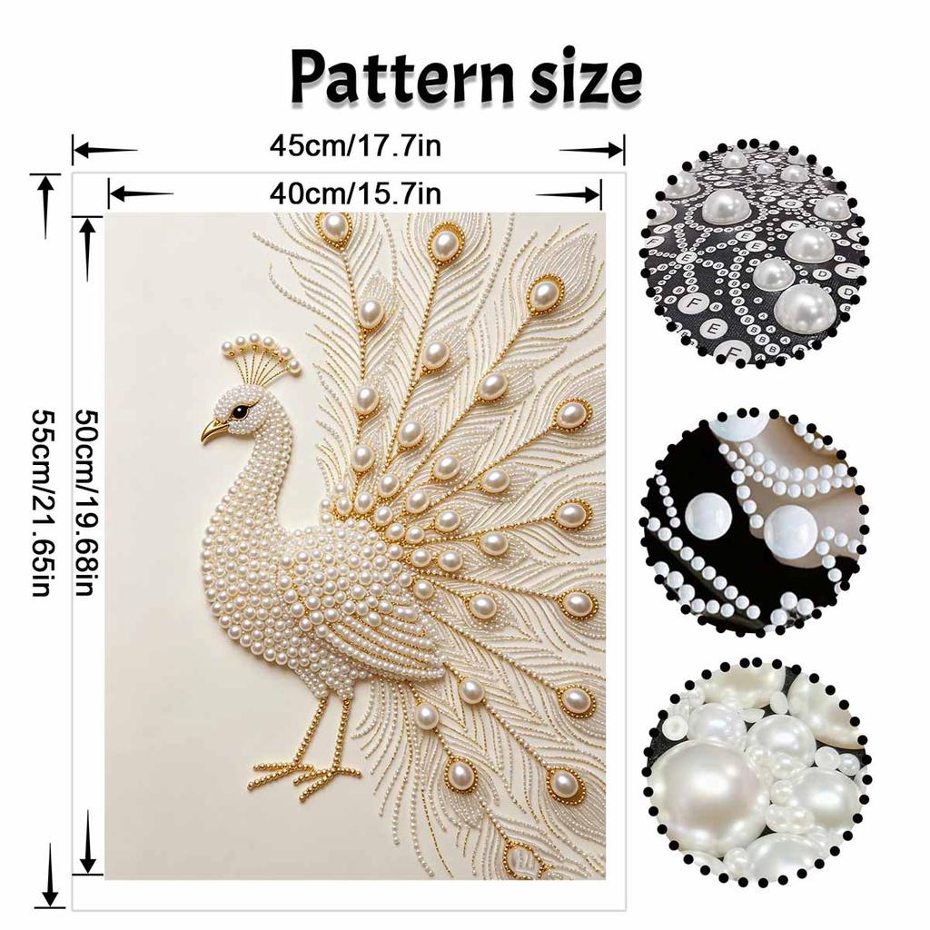 DIY Pearl Diamond Art Painting Kits for Adults & Beginners, Elegant Peacock Sparkling Painting Craft Home Wall Decor Handmade Gift