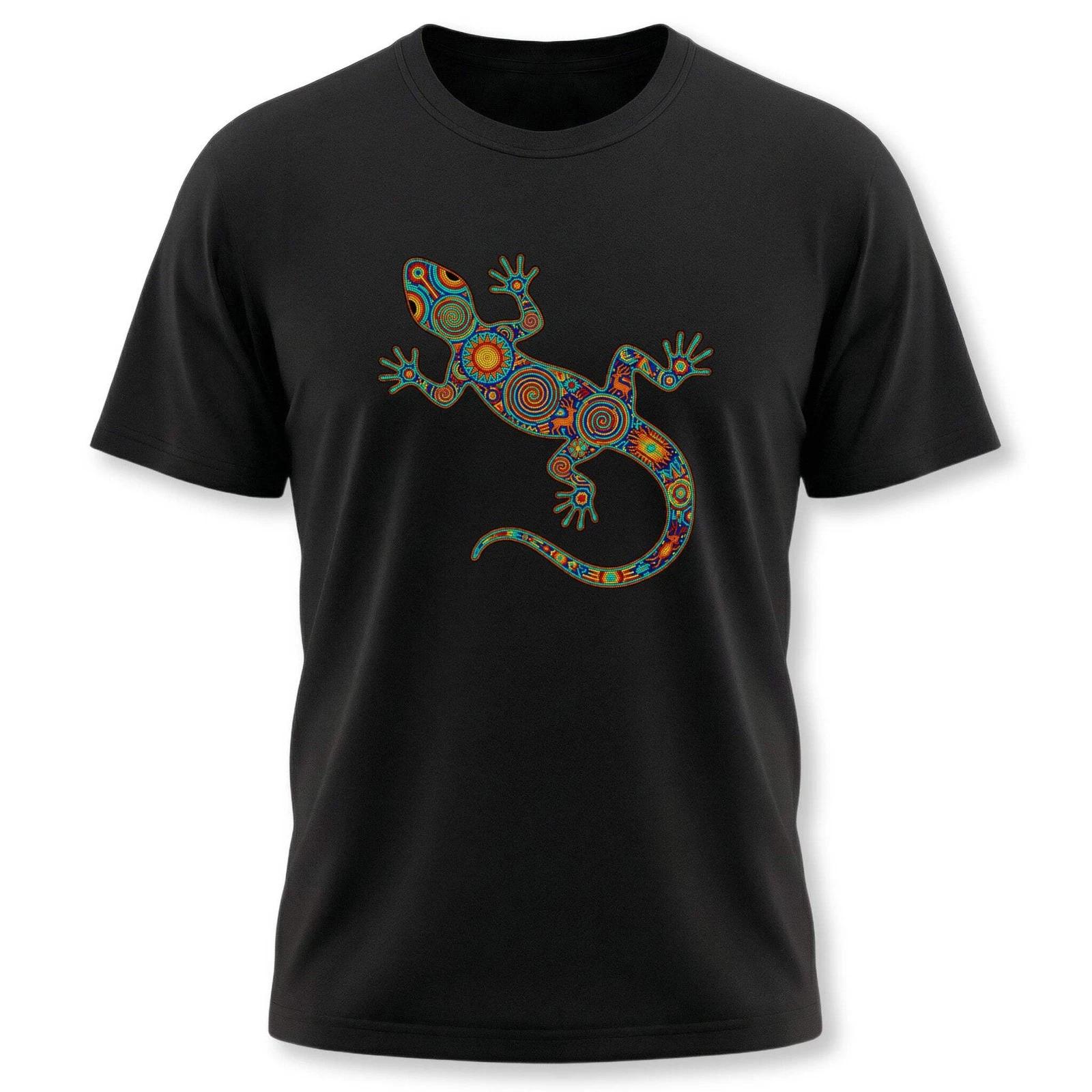 Colorful Huichol Lizard T-Shirt | Mexican Indigenous Folk Art Tee Shirt XXXL
