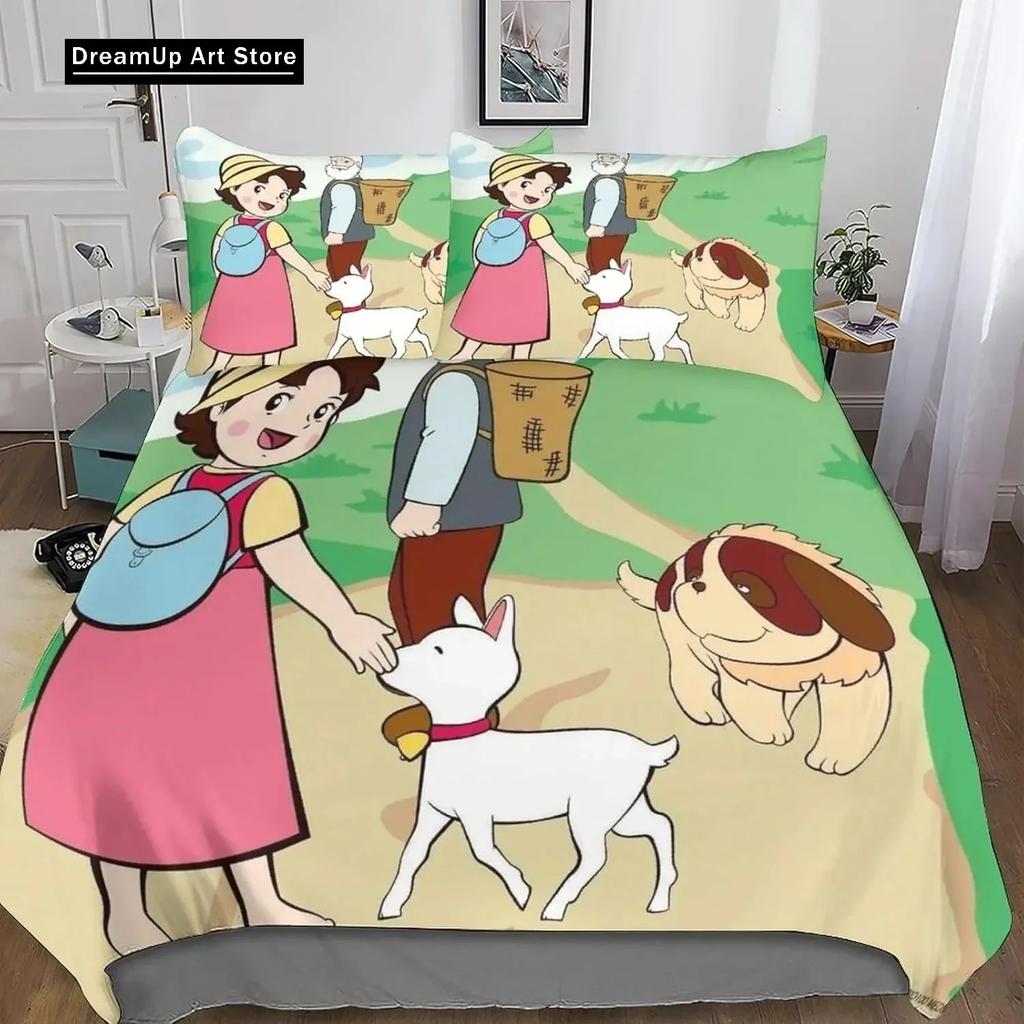 3D Print Anime Heidi, Girl of the Alps Bedding Set Single Twin Full Queen King Size Bed Set Adult Kid Bedroom Duvet cover Sets