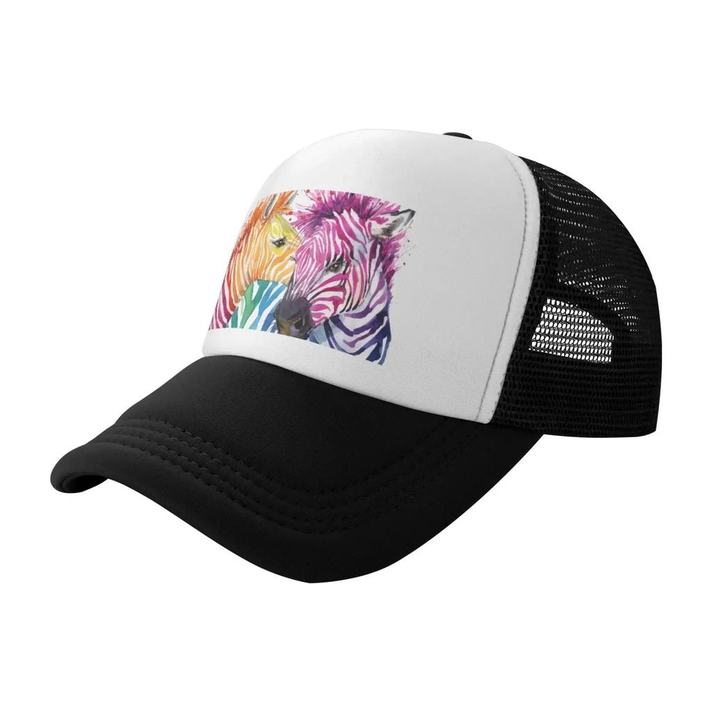 Realistic Watercolor Dinosaurs Black Mesh Baseball Cap Sun Visor Hat Women Unisex Sun Hats Sport Cap Trucker Hats