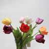 Flores de Tulipán Artificiales Tacto Real Tulipán de Tallo Largo Ramo con Hojas para Ramo de Boda Arreglo Floral de Primavera Decoración de Mesa para el Hogar