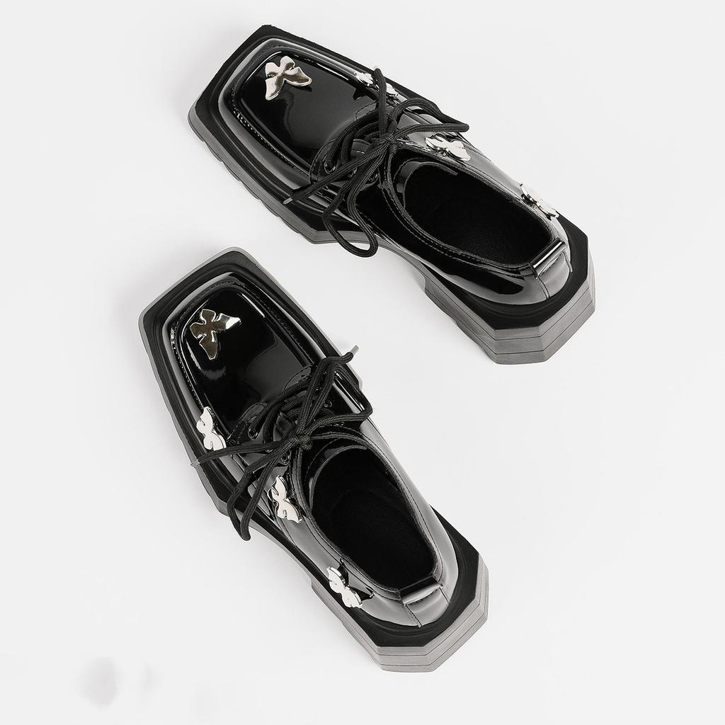 Fashion Chunky Loafers Shoes 2025 Spring Women Square head Slip On Black Single Pumps Shoes Women Fashion Girls Thick Sole Heel