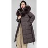 Women's Fur Collar Down Jacket Mid-length Over-the-knee Thickened Hooded Cotton-padded Jacket Winter Coat