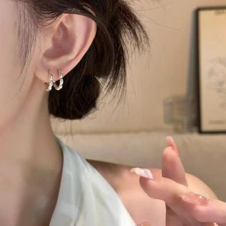 Seven Grains of Rice Sterling Silver 990 Earrings for Women - Summer Fashion Ear Studs & Cuff