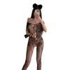 Women's Mesh Bodysuit Stockings with Open Crotch for Playful Adult Wear