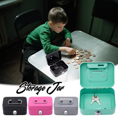 Lockable Money Safe Box With Key Portable Metal Cash Box Piggy Bank Storage Security Box Mini Coin Collection Case For Kids