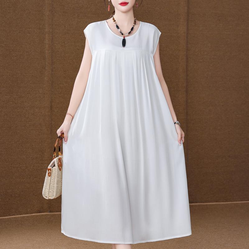 Plus Size Sommer Vintage Kleid Frau Oversize Lose ärmellose lässige elegante lange Kleider