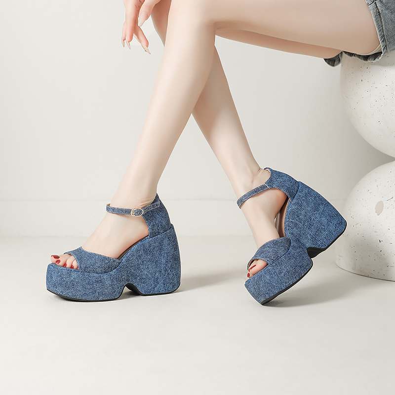 Krazing Pot Polyurethane Spring Autumn Size 43 Women Platform Super High Heels Women Round Toe Waterproof Pumps